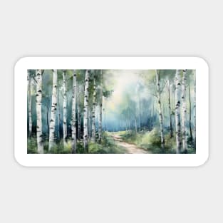 Birch Forest Watercolor Sticker